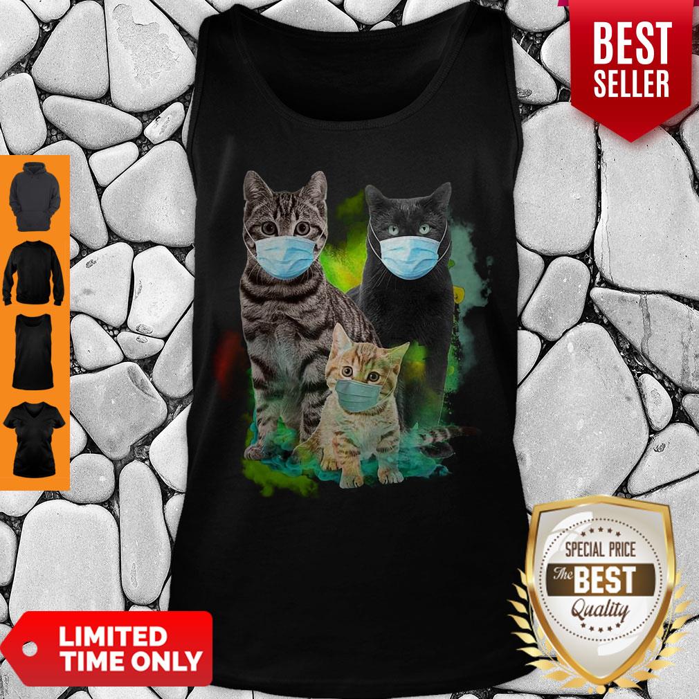 Cute Three Cats Wear Medical Mask Shirt - Image 4