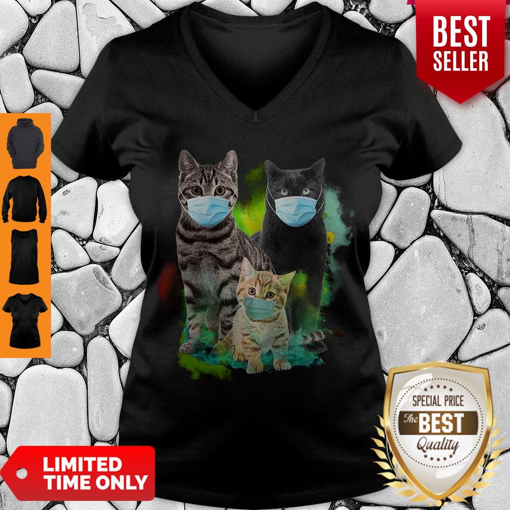 Cute Three Cats Wear Medical Mask Shirt - Image 5