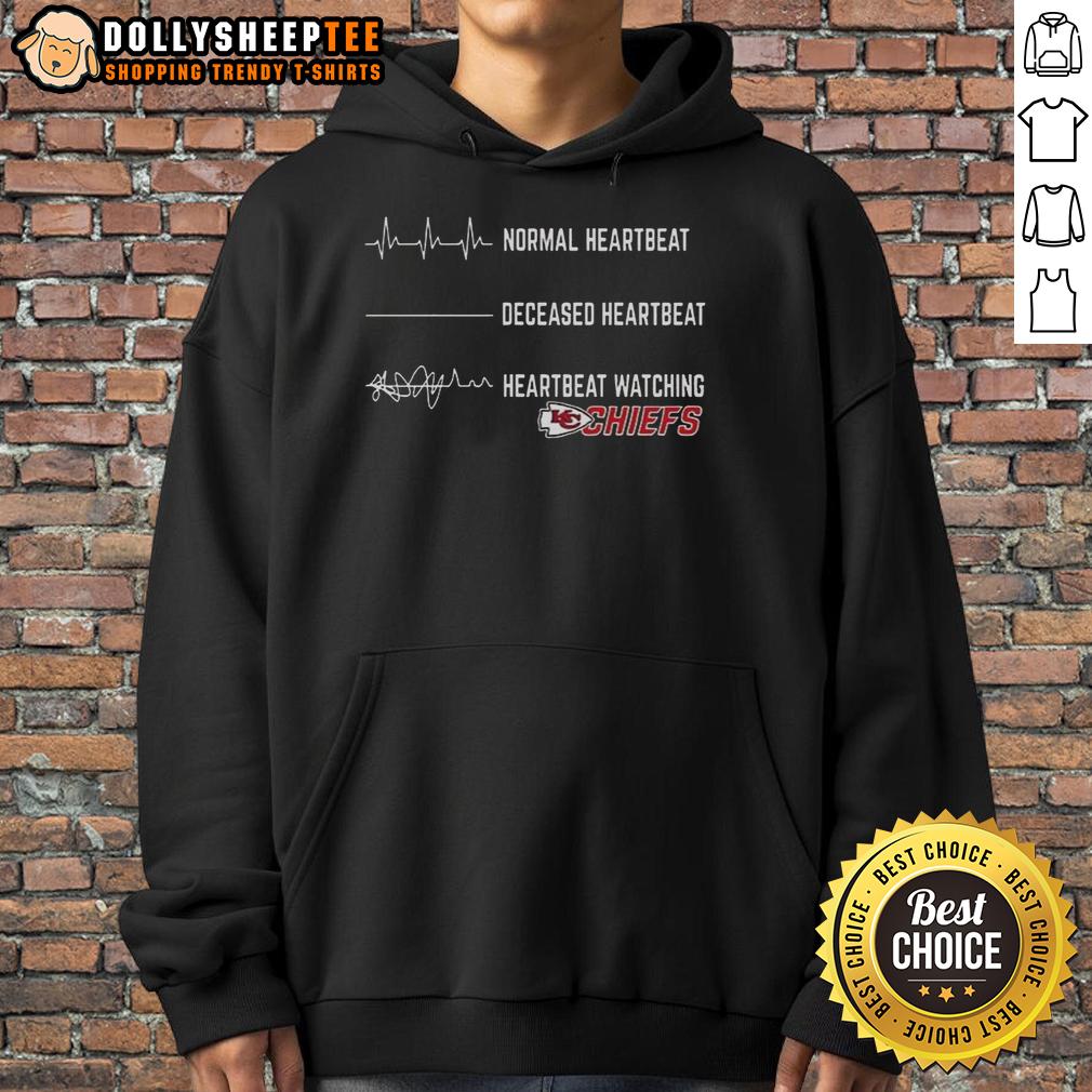 Pretty Heartbeat Watching Kansas City Chiefs T-Shirt - Image 2