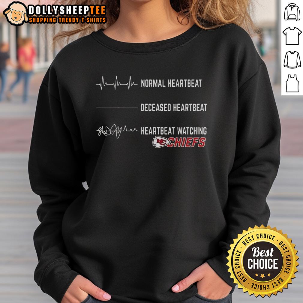 Pretty Heartbeat Watching Kansas City Chiefs T-Shirt - Image 5