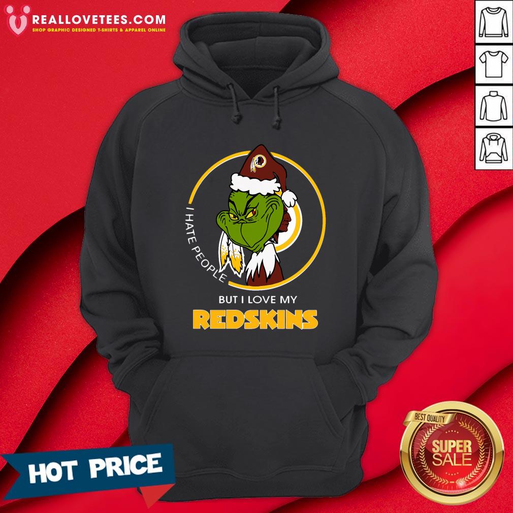 Good I Hate People But I Love My Washington Redskins Grinch Shirt - Image 4