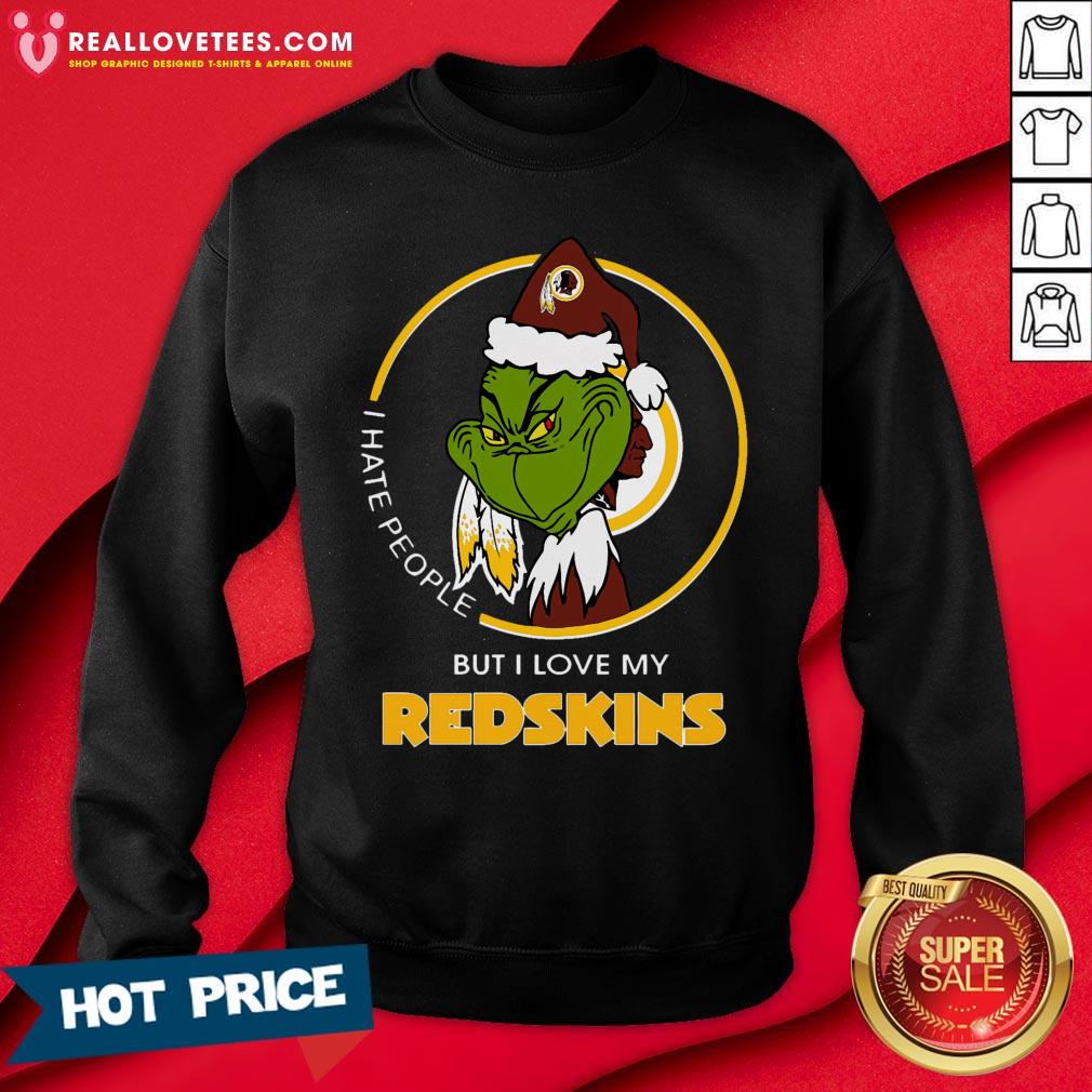 Good I Hate People But I Love My Washington Redskins Grinch Shirt - Image 3