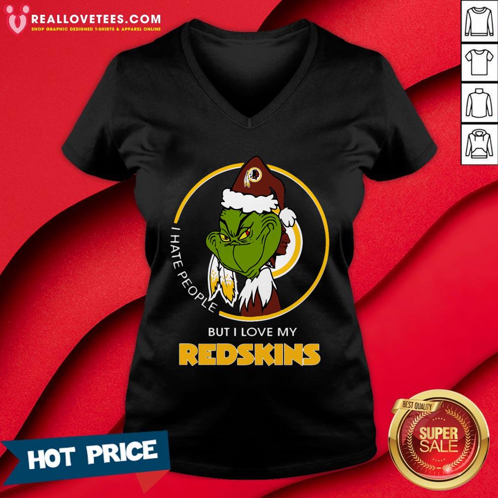 Good I Hate People But I Love My Washington Redskins Grinch Shirt - Image 5