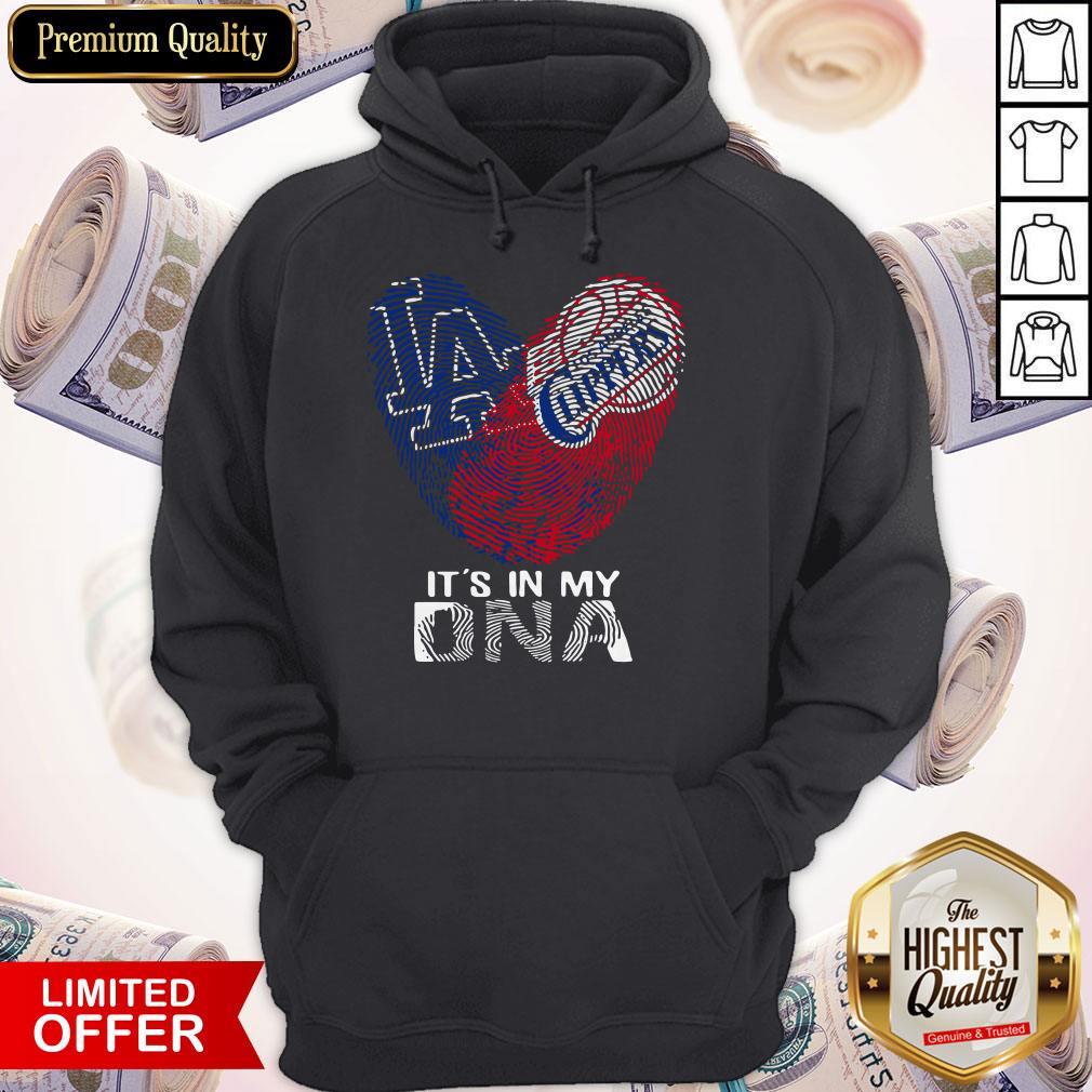 Los Angeles Clippers And Los Angeles Dodgers It’s In My DNA Heart Shirt - Image 3
