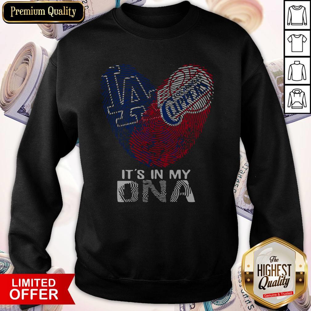 Los Angeles Clippers And Los Angeles Dodgers It’s In My DNA Heart Shirt - Image 5