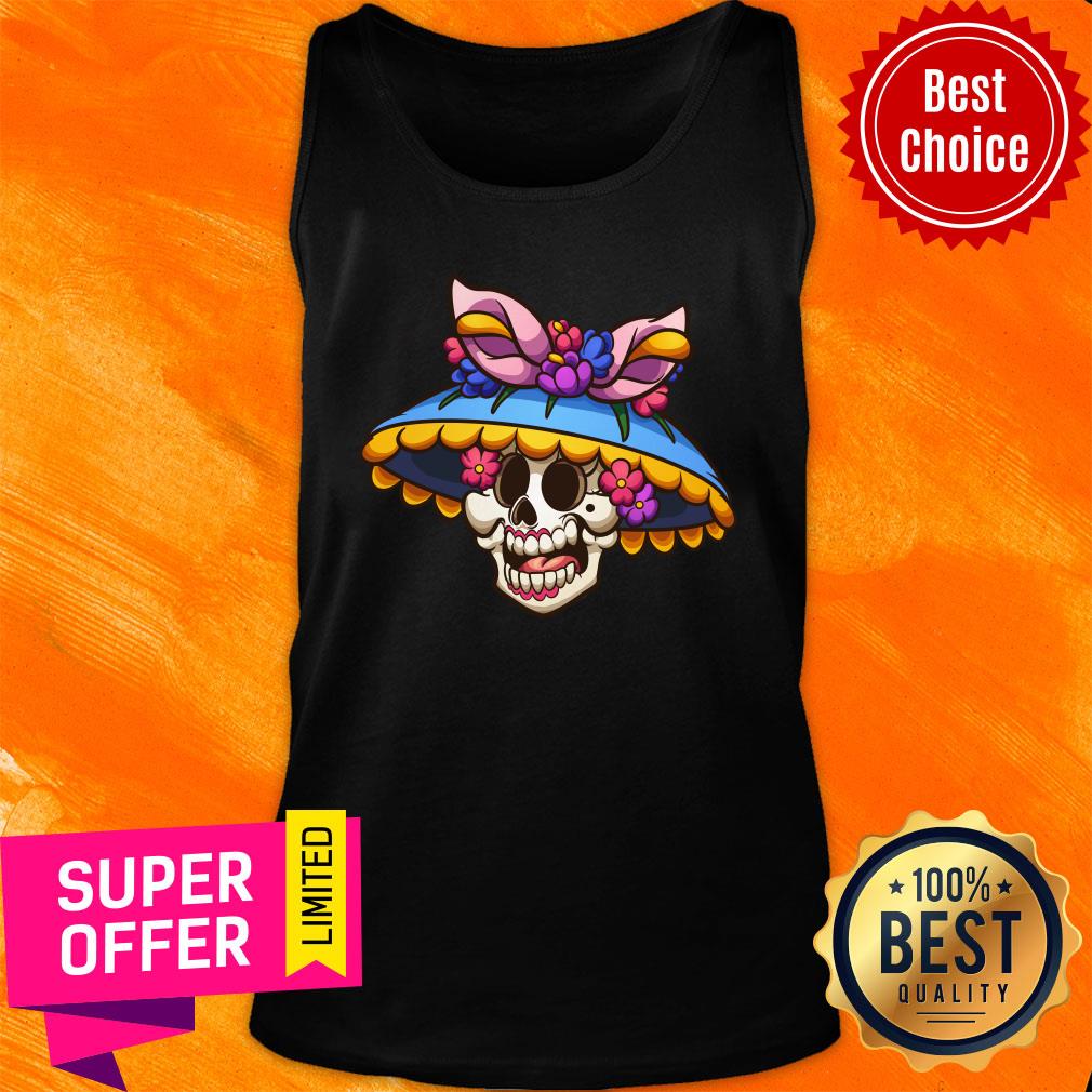 Official Sugar Skull Wear Big Hat Flower Shirt - Image 3