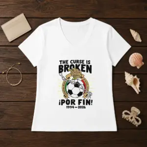 Alternative view of Funny Mexico National Football Team 1994 2026 The Curse Is Broken Por Fin Shirt