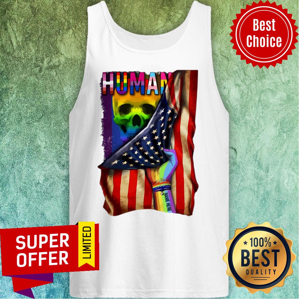 Premium LGBT American Flag Back Human Skull Shirt - Image 5