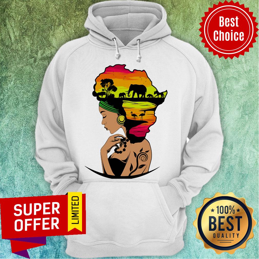 Premium Safari Goddess Black Woman African Elephant Shirt - Image 3