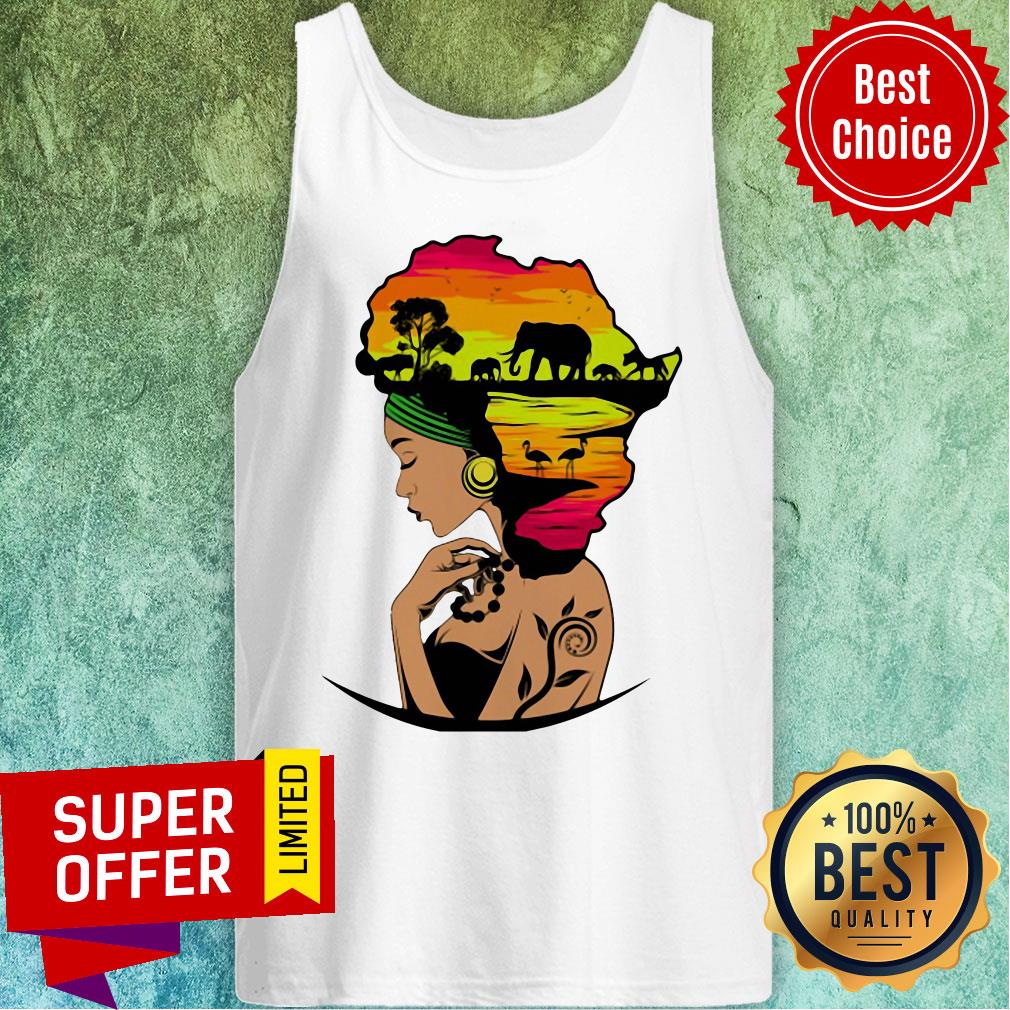 Premium Safari Goddess Black Woman African Elephant Shirt - Image 5