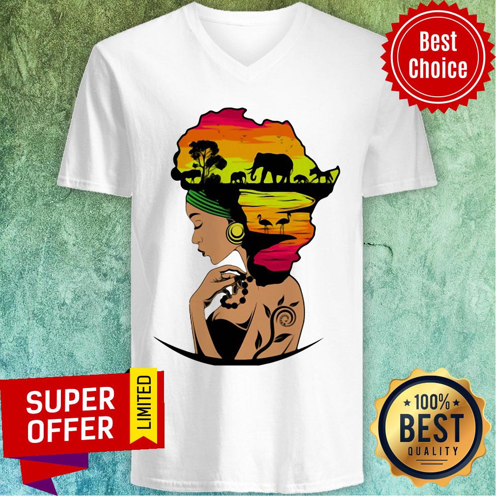 Premium Safari Goddess Black Woman African Elephant Shirt - Image 4