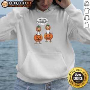 Alternative view of Cute One Of Us Has To Change Geese Halloween Pumpkin Costume T-Shirt