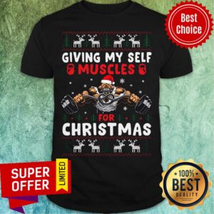 Premium Santa Dog Gymer Giving My Self Muscles For Christmas Ugly Christmas Shirt