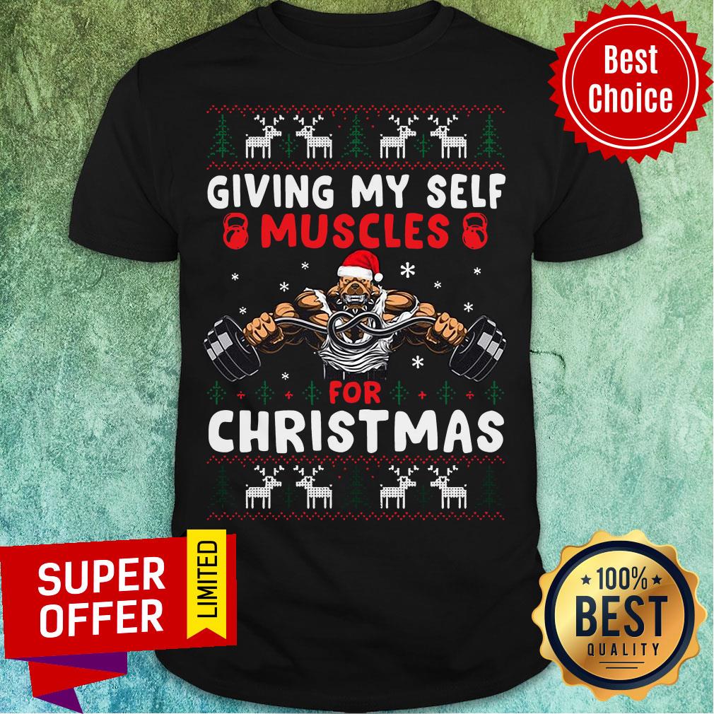 Premium Santa Dog Gymer Giving My Self Muscles For Christmas Ugly Christmas Shirt