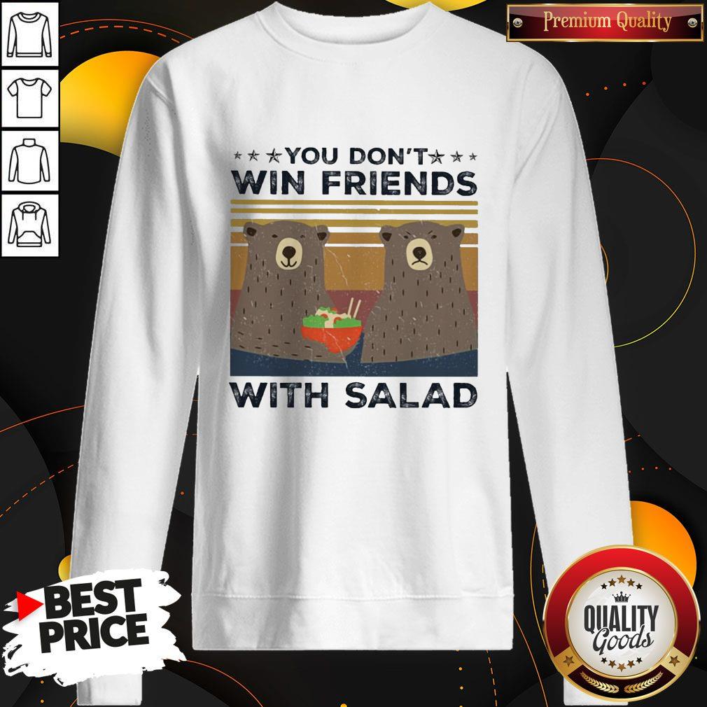 Bear You Don’t Win Friends With Salad Vintage Shirt - Image 5