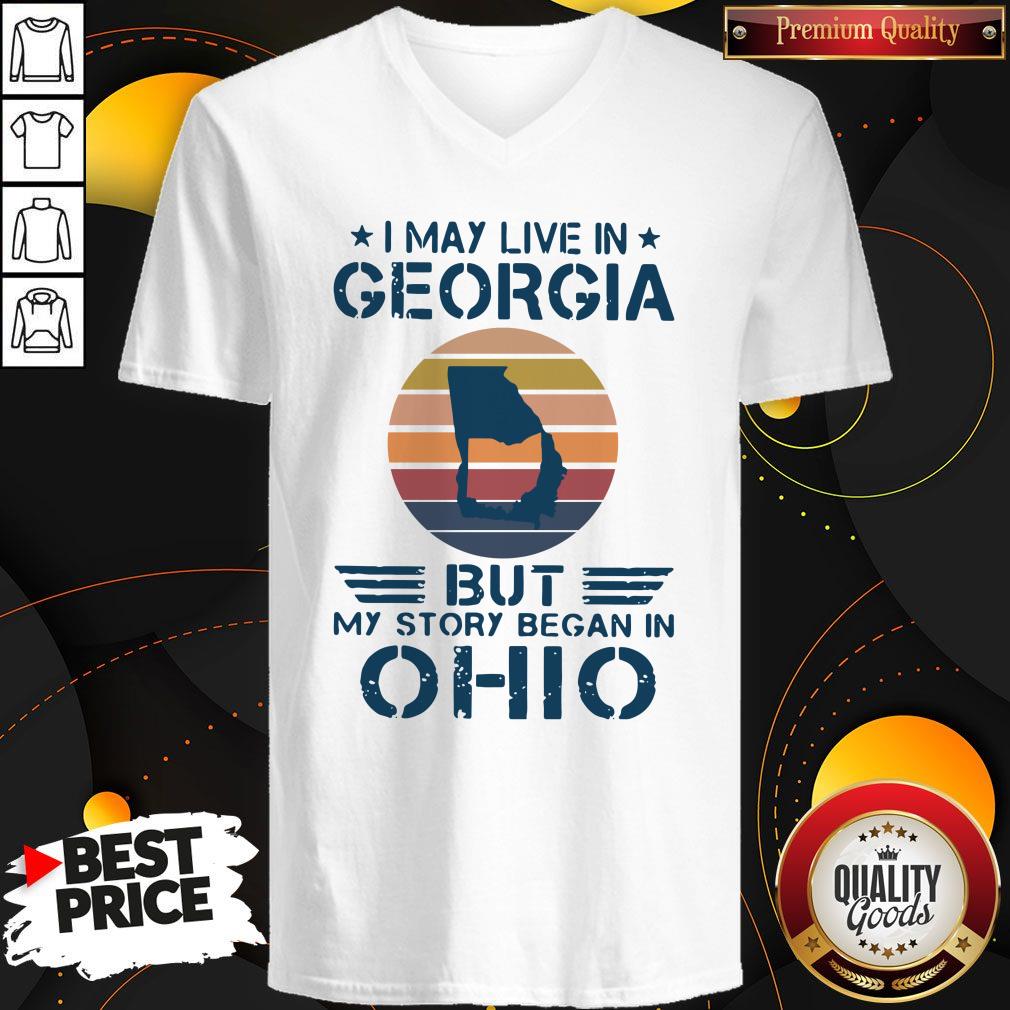 Good I May Live In Georgia But My Story Began In Ohio Vintage Shirt - Image 3
