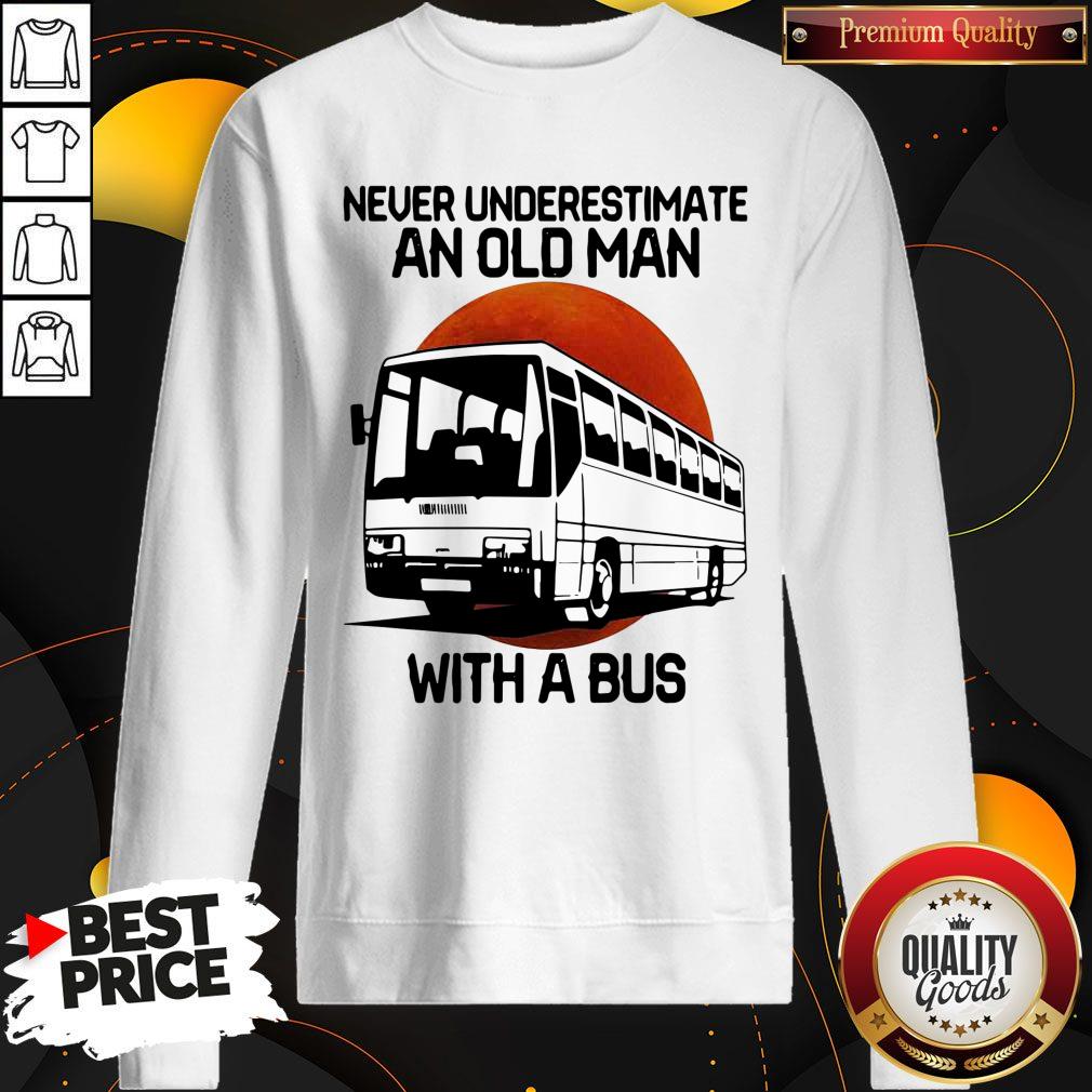 Nice Never Underestimate An Old Man With A Bus Blood Moon Shirt - Image 5