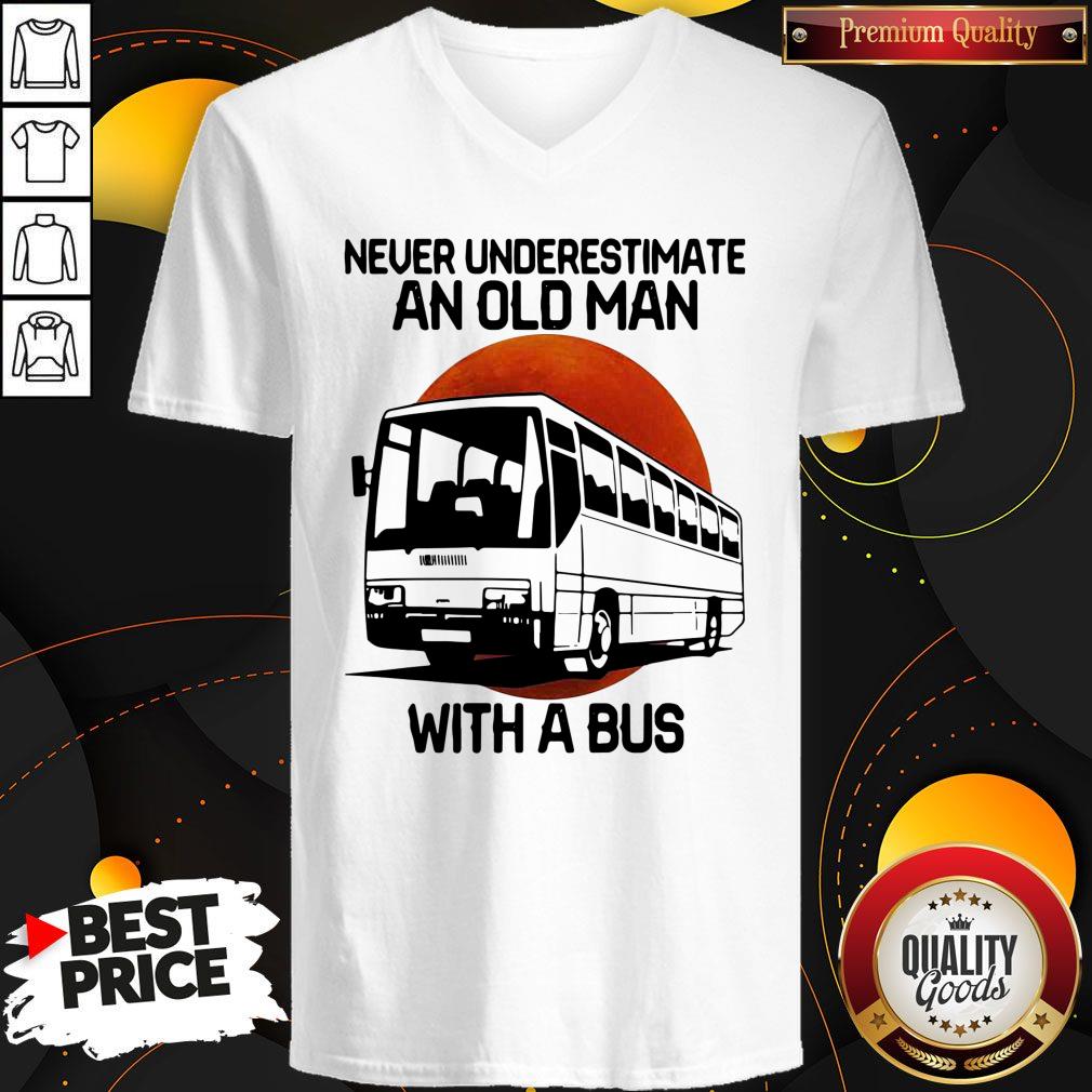 Nice Never Underestimate An Old Man With A Bus Blood Moon Shirt - Image 3