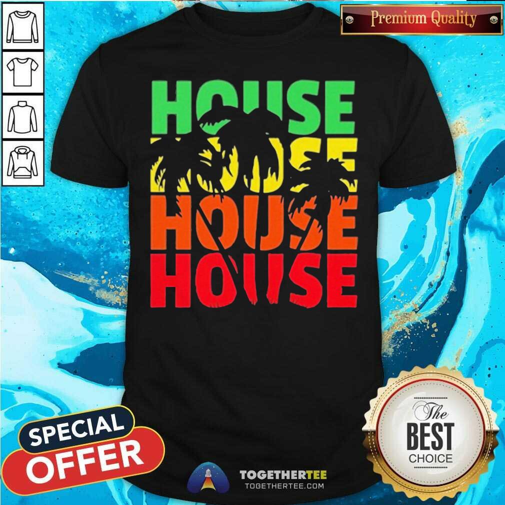 Colorful House Music Beach Palm Tree Shirt