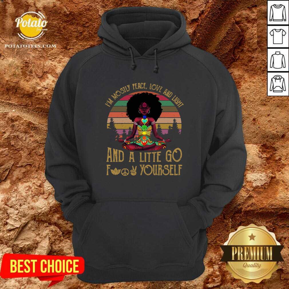 I'M Mostly Peace Love And Light Black Girl Yoga Shirt - Image 5