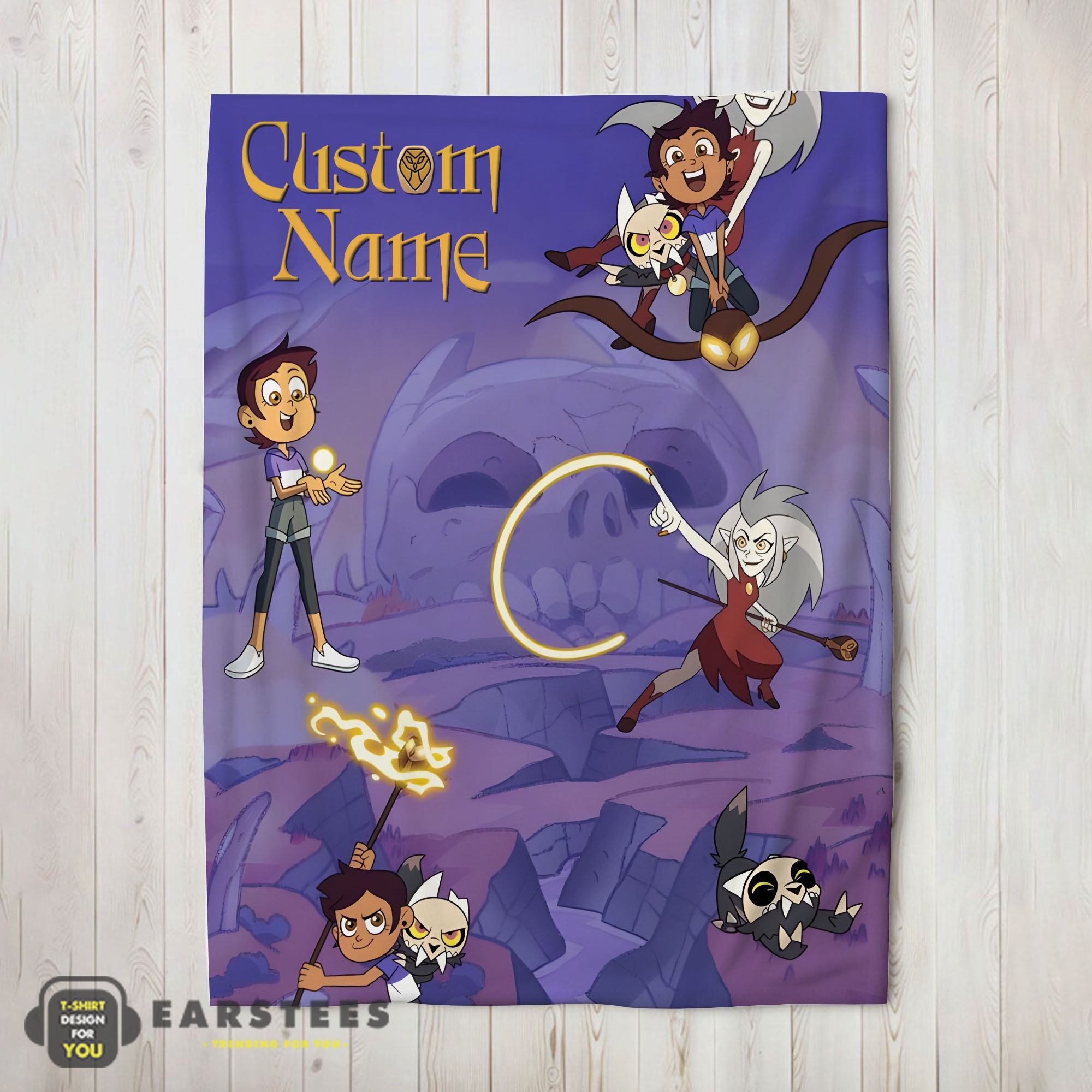 Good Luz Noceda With King And Eda Clawthorne The Owl House Blanket Fleece Customized Blanket