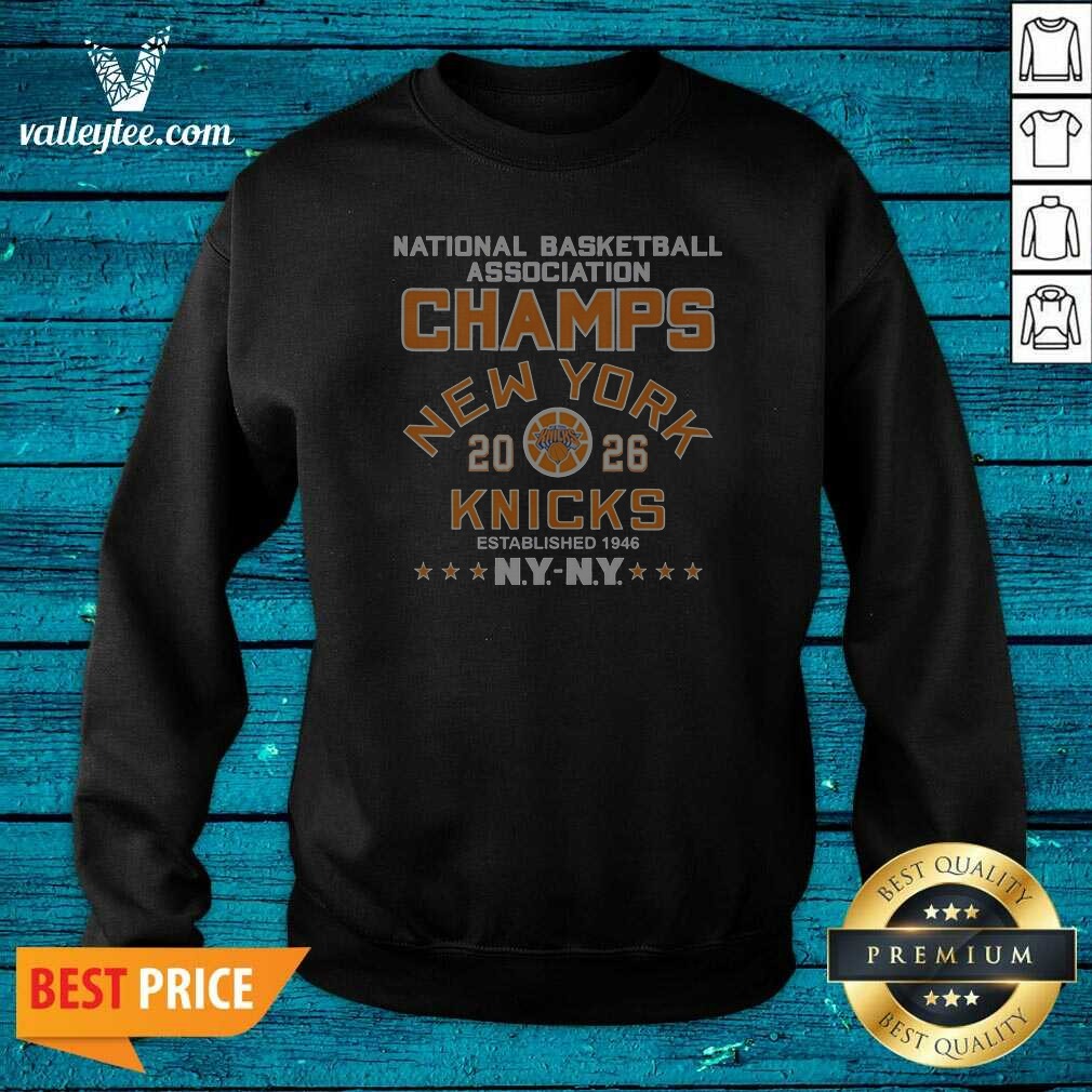 Hot New York Knicks National Basketball Association Champs Starred Established 1946 Arched Badge Shirt - Image 3