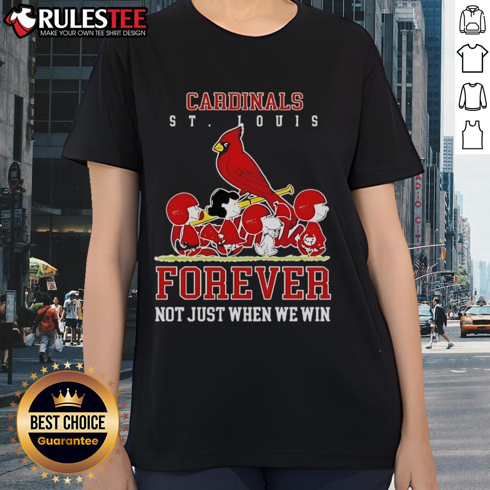 Awesome Peanuts Charlie Brown Snoopy St Louis Cardinals Baseball Forever Not Just When We Win T-Shirt - Image 3