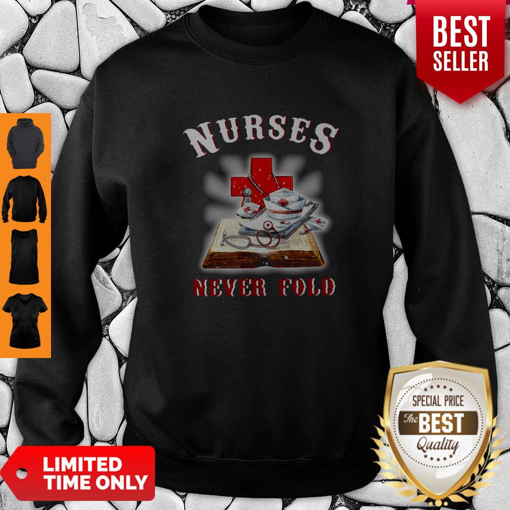 Good Cross Book Nurses Never Fold Proud Nurse Shirt - Image 3