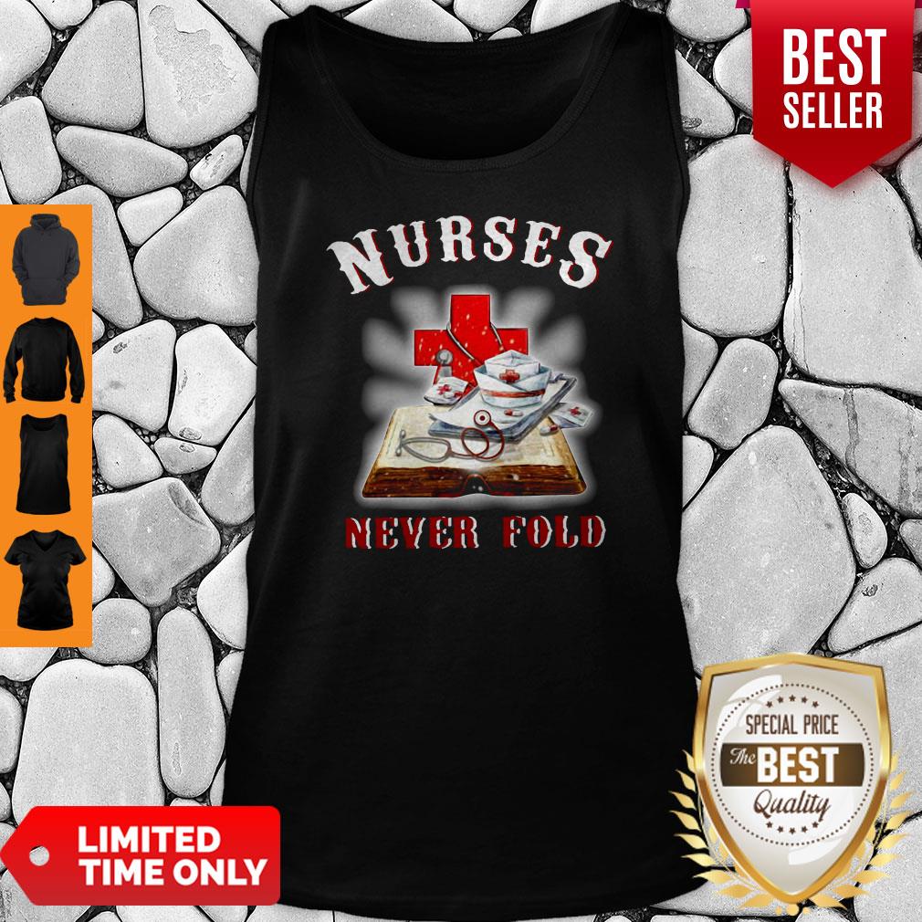 Good Cross Book Nurses Never Fold Proud Nurse Shirt - Image 2
