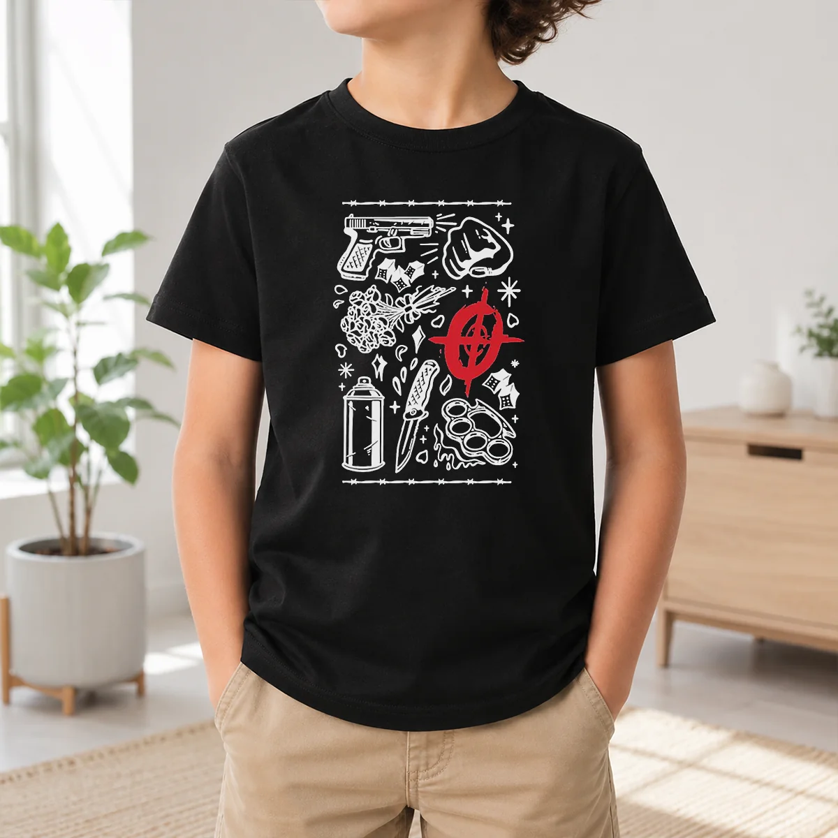 Pretty Street Life Tattoo Symbols Flash Art Shirt - Image 9