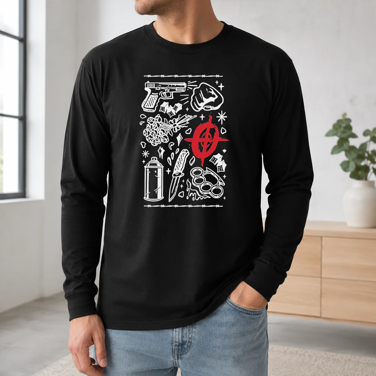 Pretty Street Life Tattoo Symbols Flash Art Shirt - Image 5