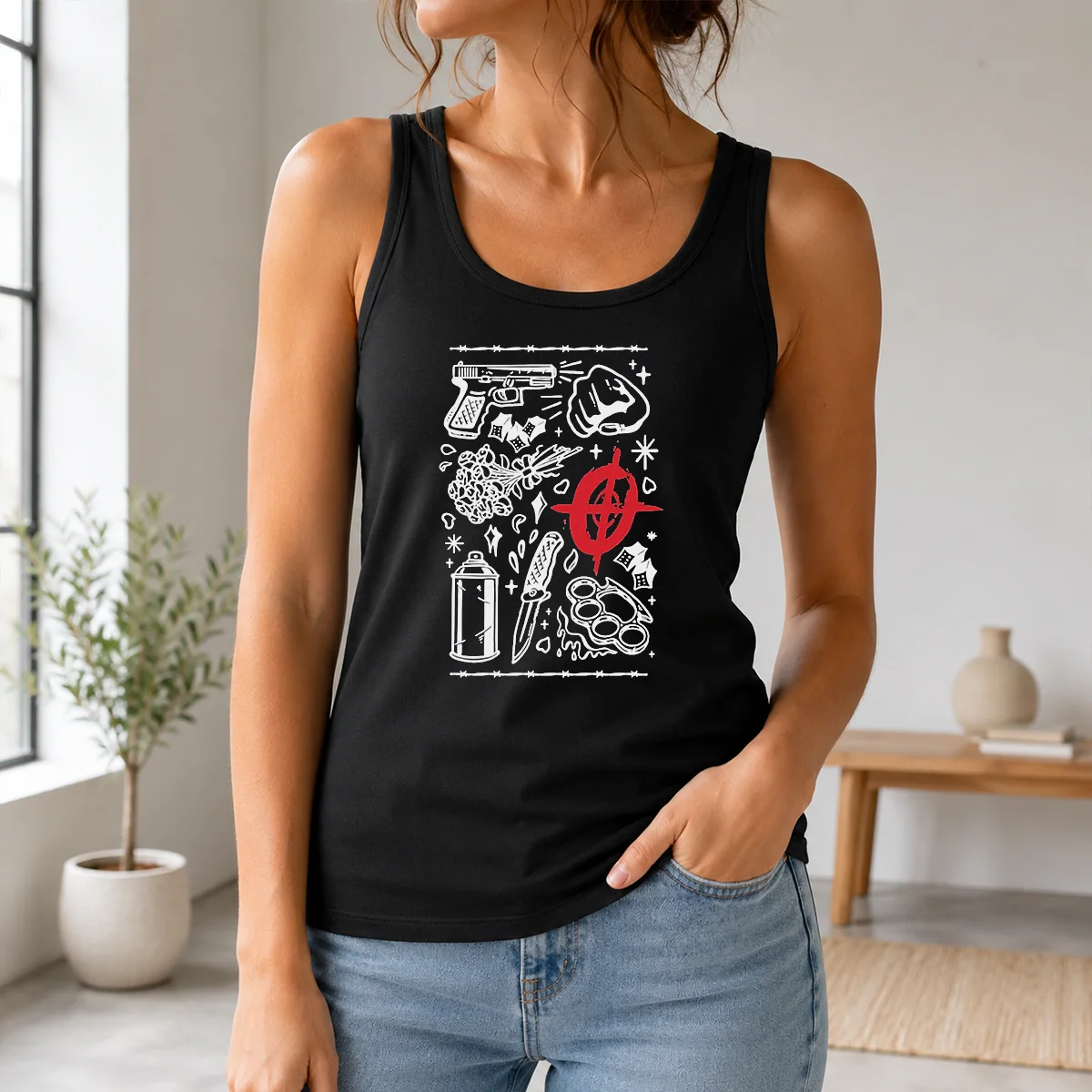 Pretty Street Life Tattoo Symbols Flash Art Shirt - Image 3