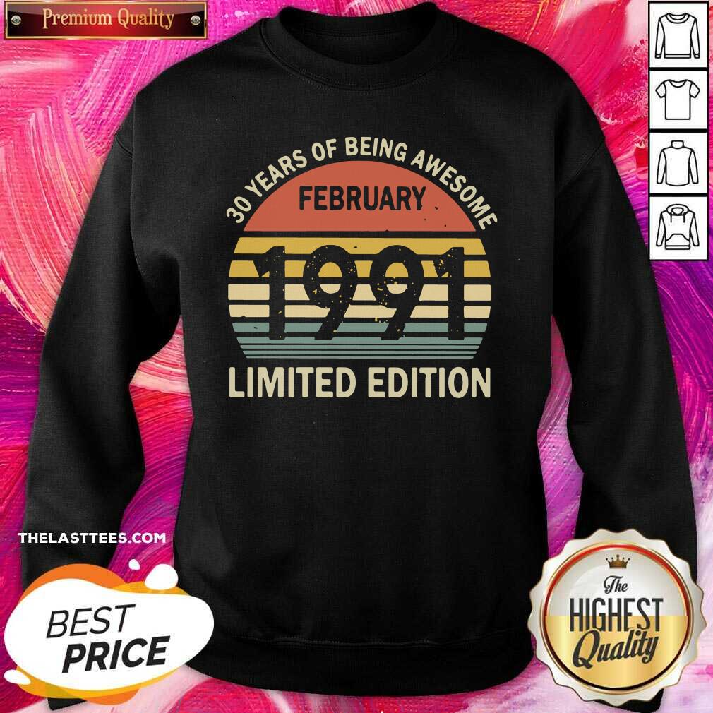 Official 30 Years Of Being Awesome February 1991 Limited Edition Vintage Shirt - Image 3