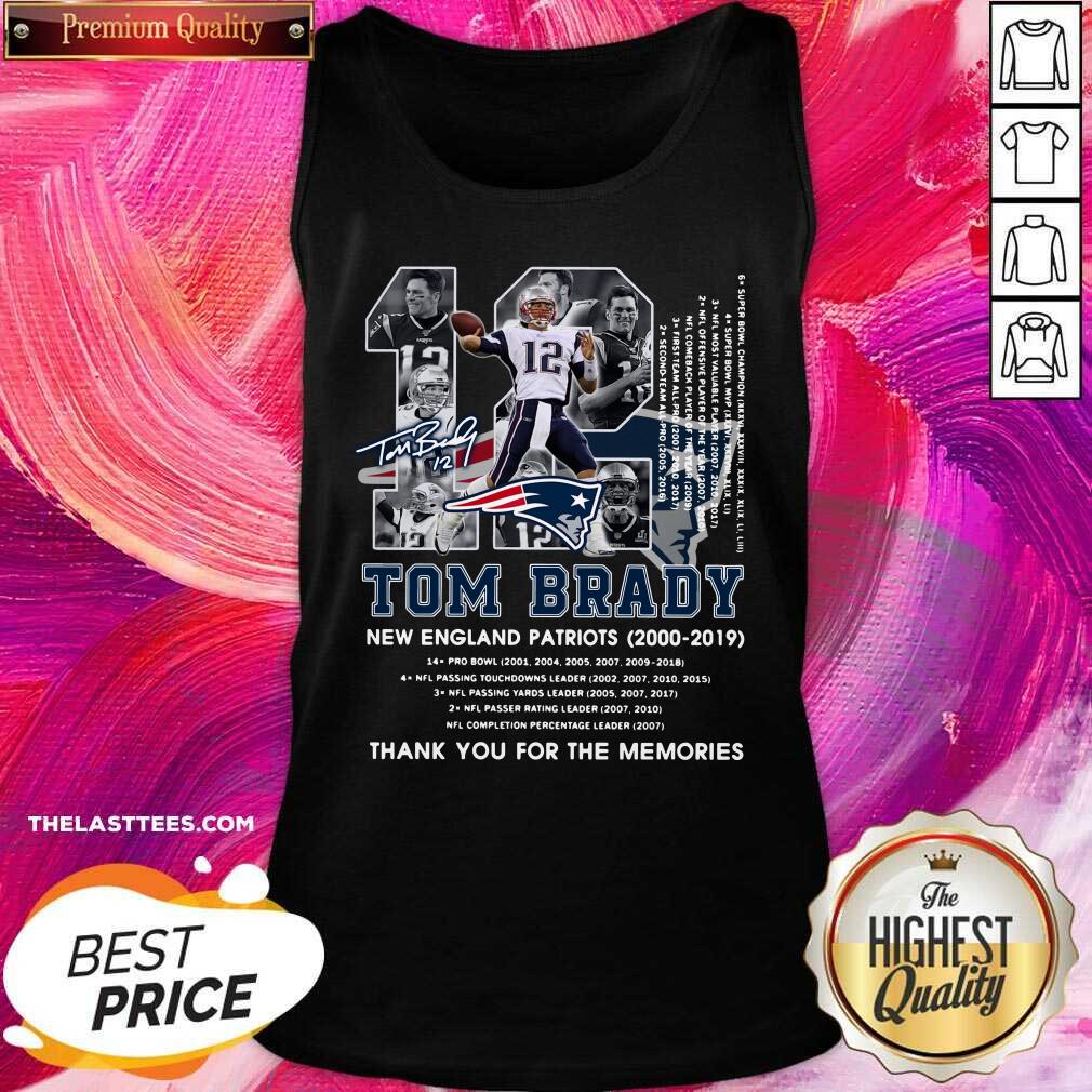 Top 12 Tom Brady New England Patriots 2000 2019 Thank You For The Memories Shirt - Image 2