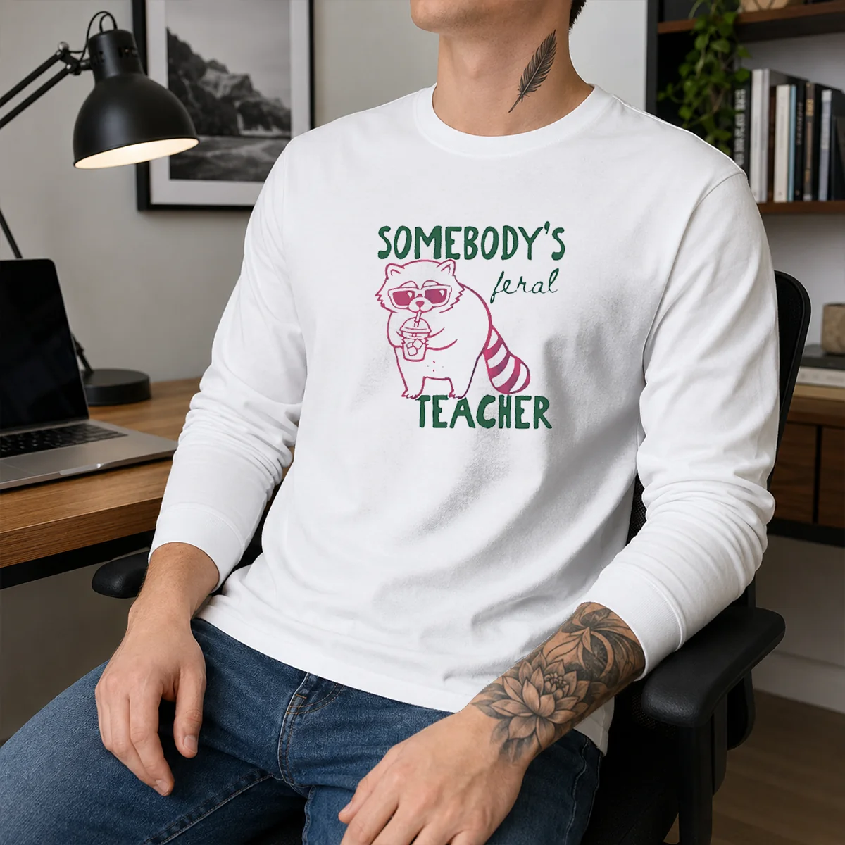 Hot Somebody'S Feral Teacher Raccoon With Iced Coffee Shirt - Image 3