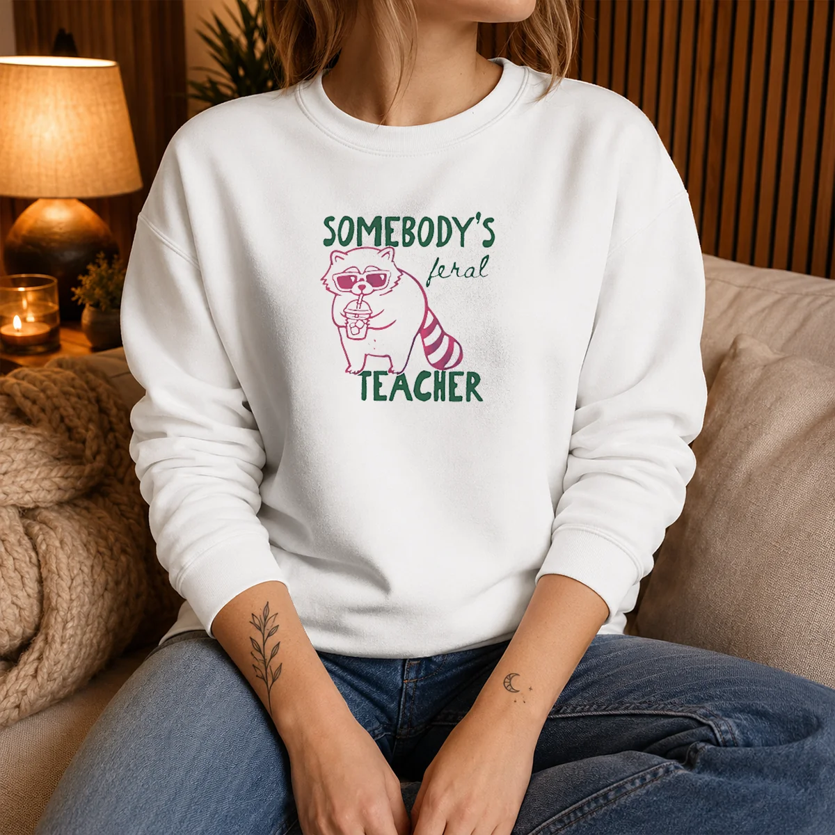 Hot Somebody'S Feral Teacher Raccoon With Iced Coffee Shirt - Image 5