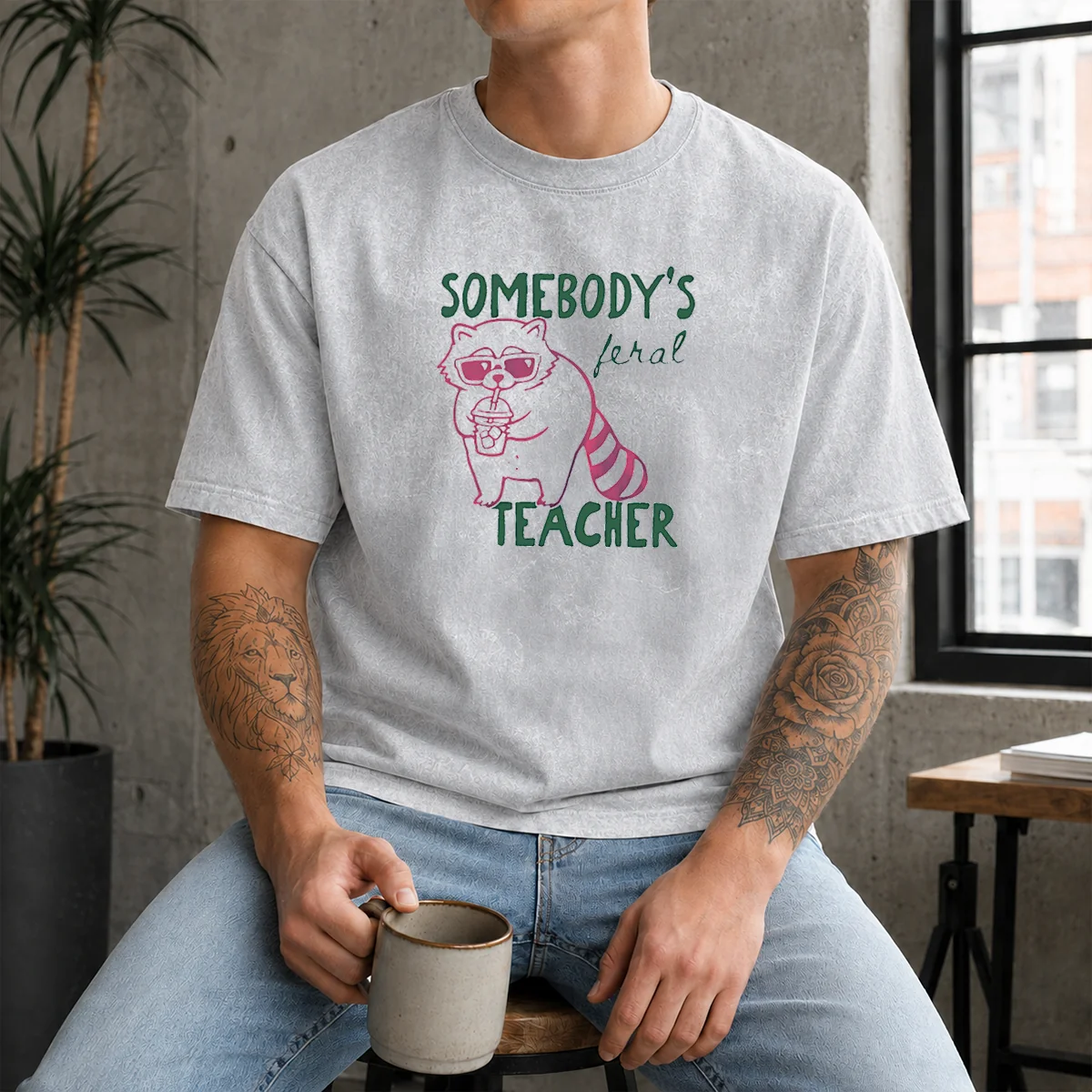 Hot Somebody'S Feral Teacher Raccoon With Iced Coffee Shirt - Image 9