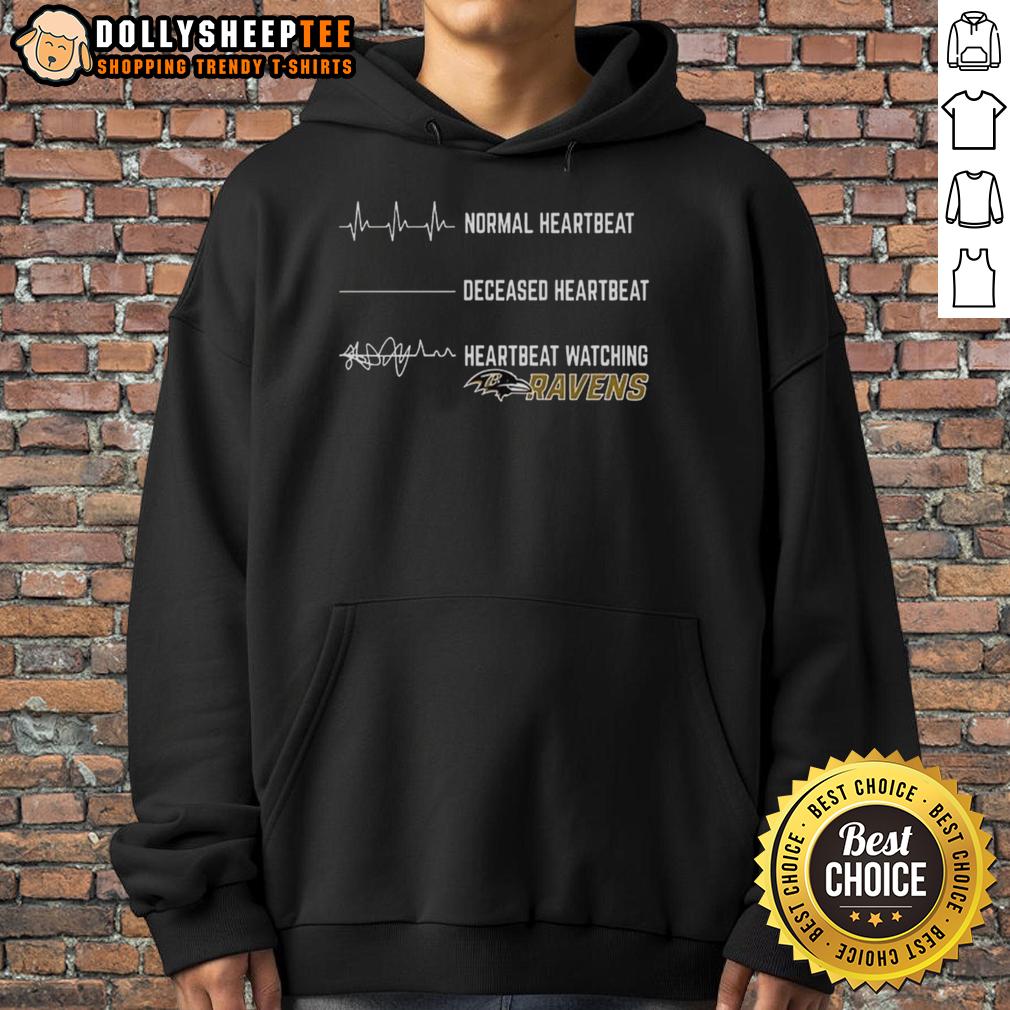 Pretty Heartbeat Watching Baltimore Ravens T-Shirt - Image 2