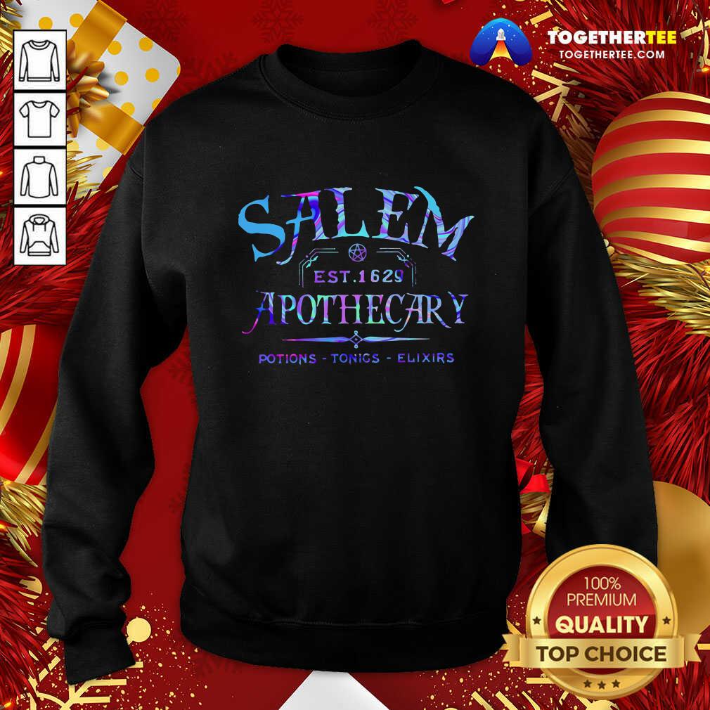 Nice Salem Est 1629 Apothecary Potions Tonics Elixirs Color Shirt - Image 4