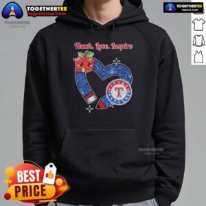 Alternative view of Official Texas Rangers Teacher Teach Love Inspire Heart T-Shirt