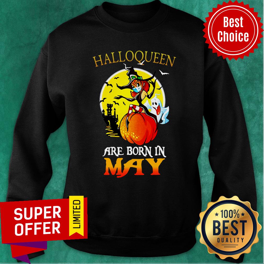 Halloqueen Are Born In May Ghost Witch Mask Shirt - Image 4