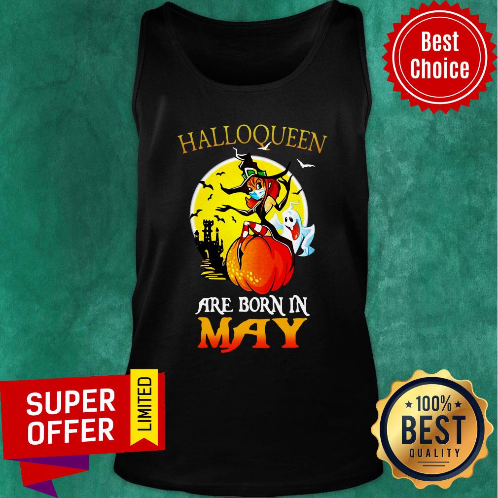 Halloqueen Are Born In May Ghost Witch Mask Shirt - Image 3