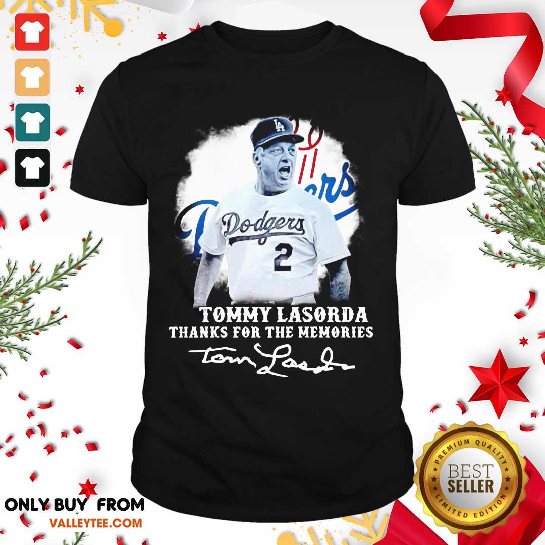 Happy Los Angeles Dodgers Tommy Lasorda Thanks For The Memories Signatures Shirt