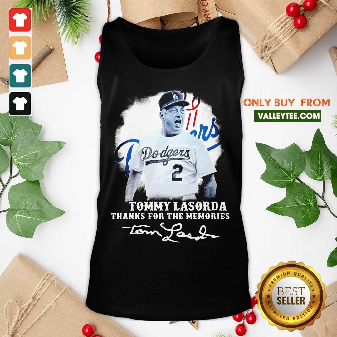 Happy Los Angeles Dodgers Tommy Lasorda Thanks For The Memories Signatures Shirt - Image 4