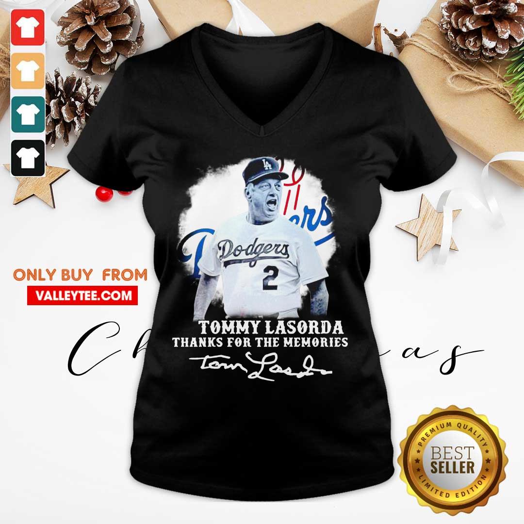 Happy Los Angeles Dodgers Tommy Lasorda Thanks For The Memories Signatures Shirt - Image 3