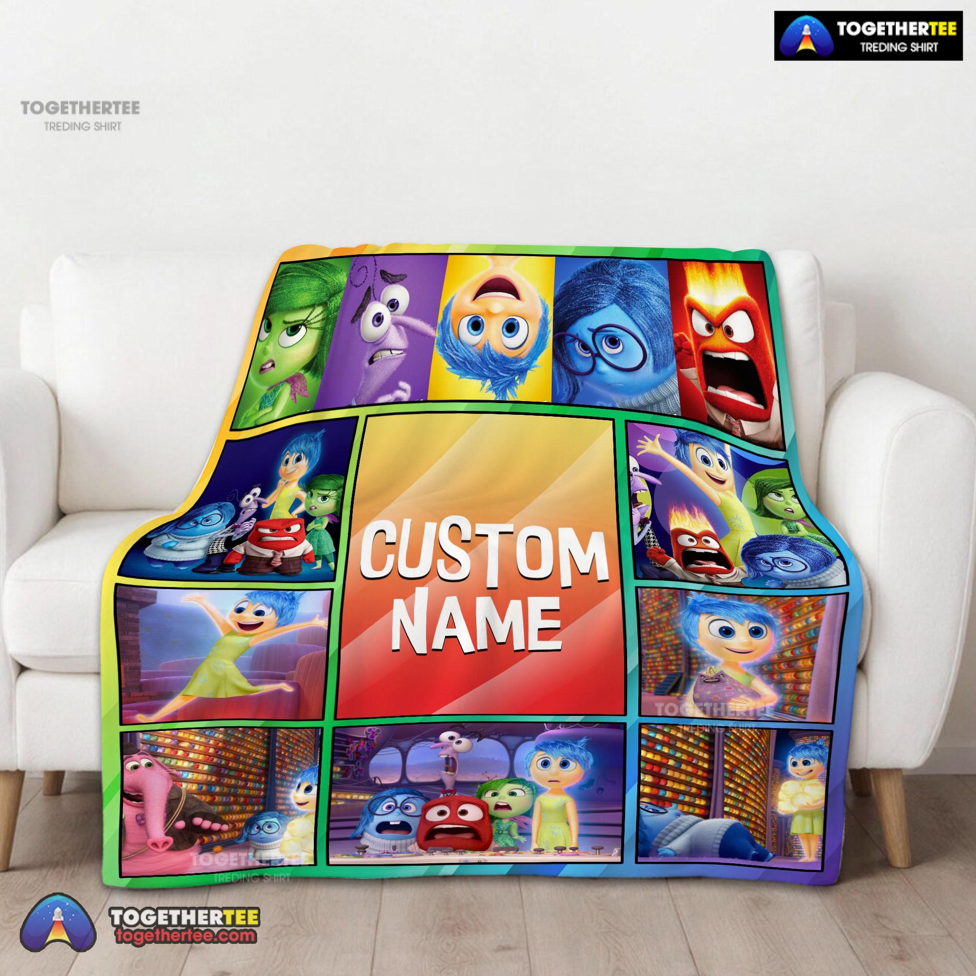 Official Disney Inside Out Colorful Collage Blanket Fleece Customized Blanket - Image 2