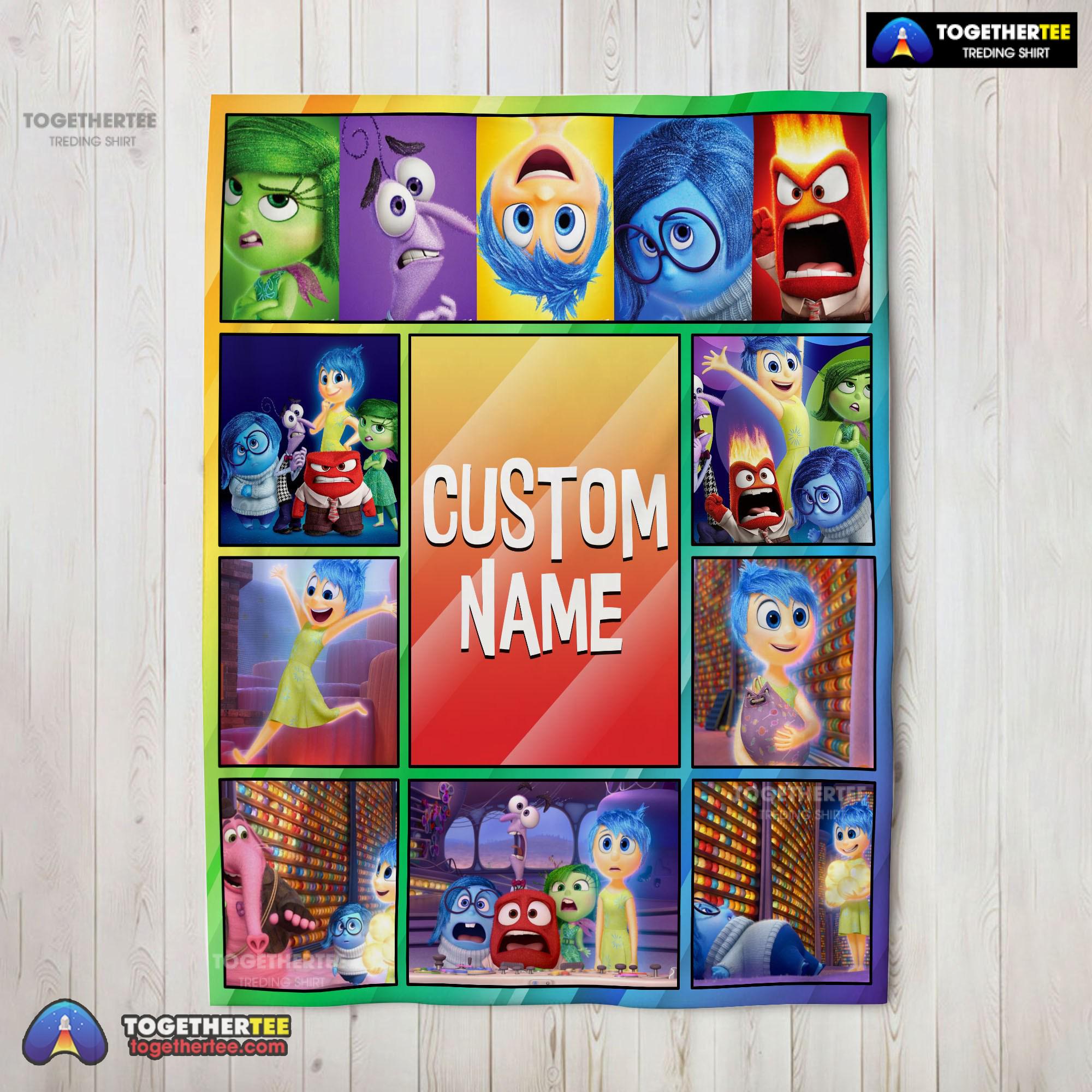 Official Disney Inside Out Colorful Collage Blanket Fleece Customized Blanket