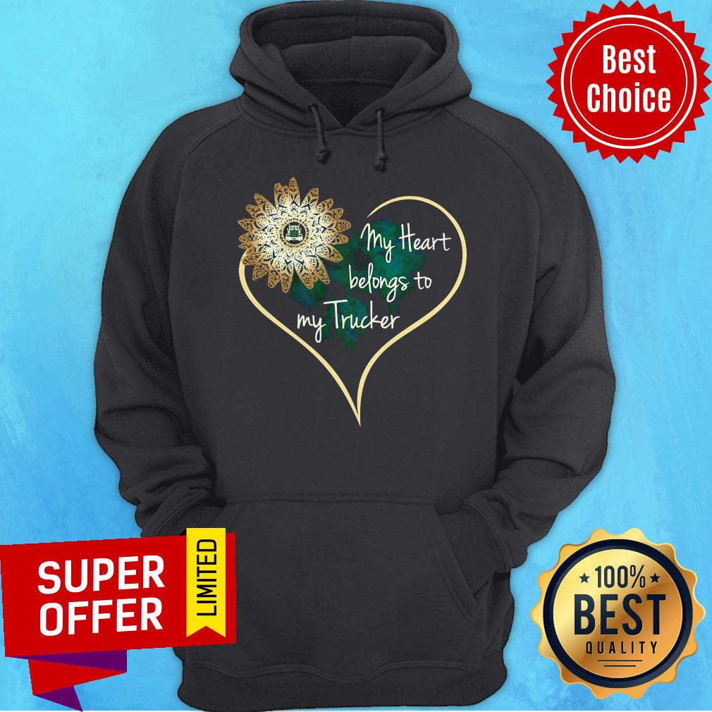Nice My Heart Belongs To My Trucker Wife Girlfriend Shirt - Image 3