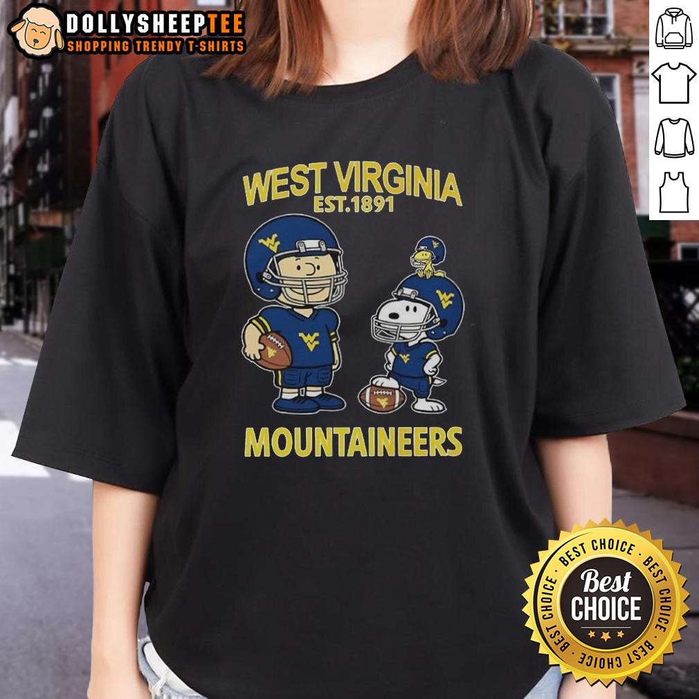 Nice Charlie Brown And Snoopy X West Virginia Mountaineers Ncaa Football Est 1891 T-Shirt - Image 3