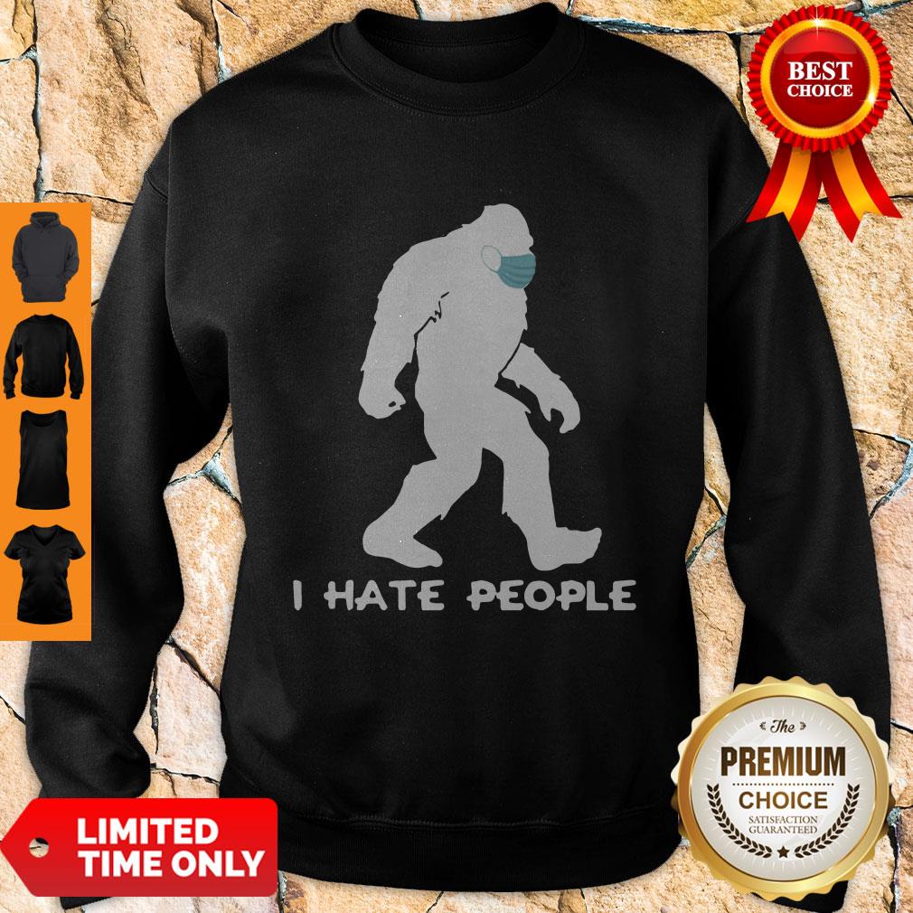 Awesome Bigfoot Mask I Hate People Shirt - Image 3